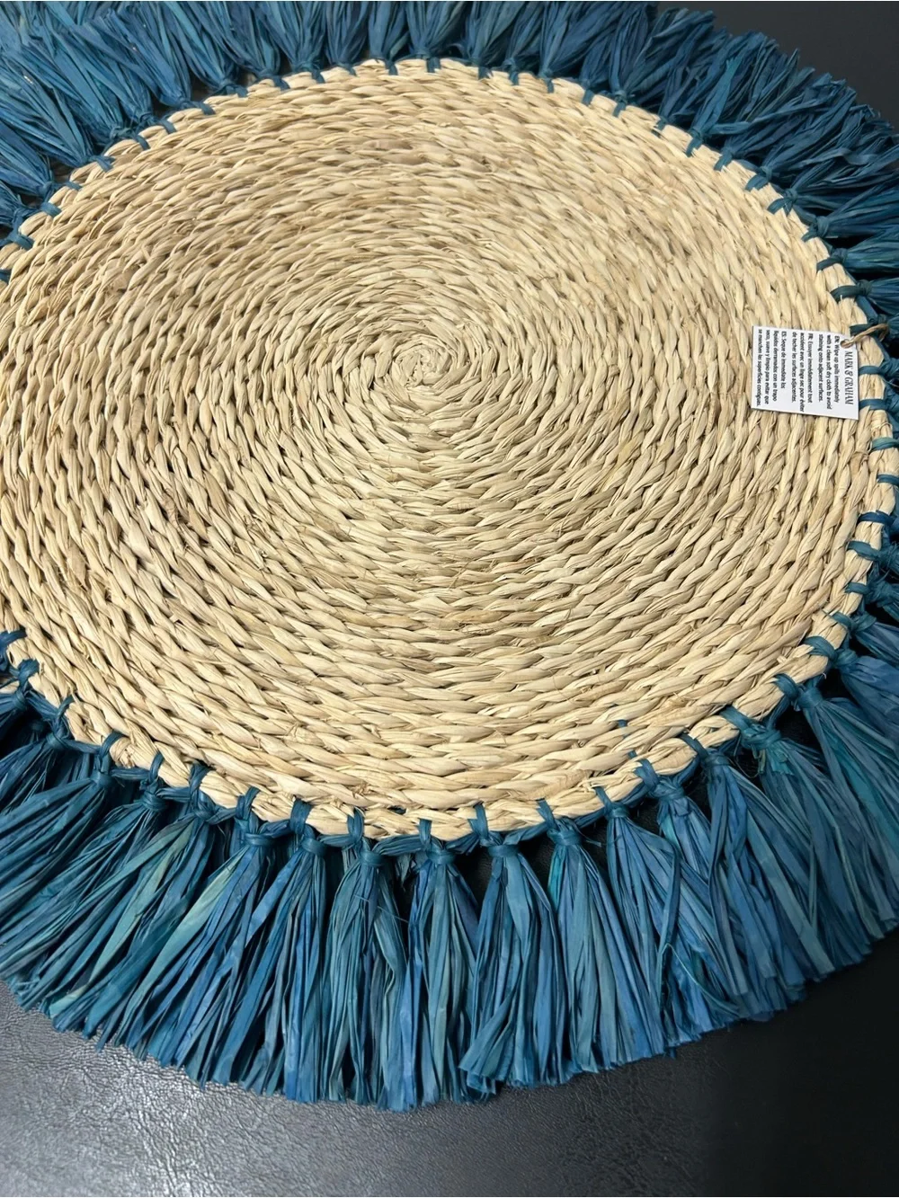 Marc& Graham raffia fringe chargers